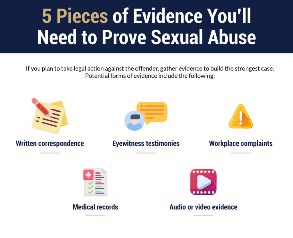 Infographic on: 5 Pieces of Evidence You’ll Need to Prove Sexual Abuse