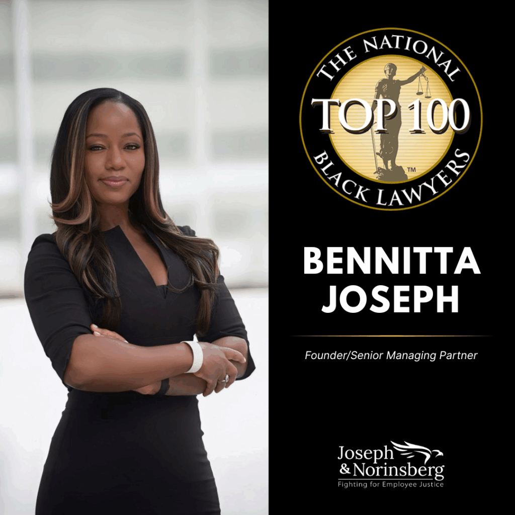 Bennitta Joseph, award‐winning NYC employment lawyer, honored in The National Black Lawyers Top 100 for 2025.