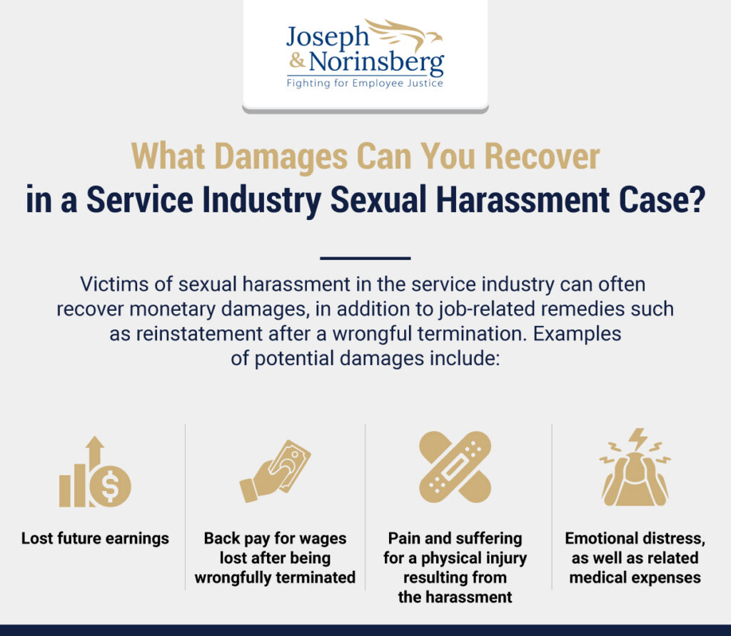 Infographic on: "What Damages Can You Recover in a Service Industry Sexual Harassment Case?"