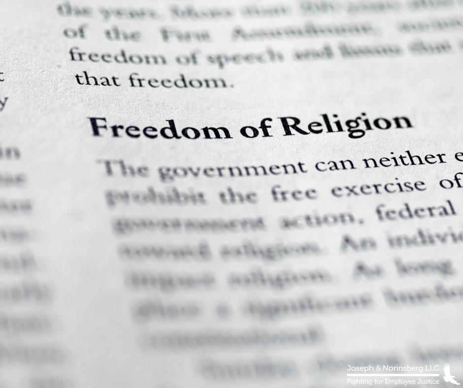 Close up of text in a book saying "Freedom of Religion"